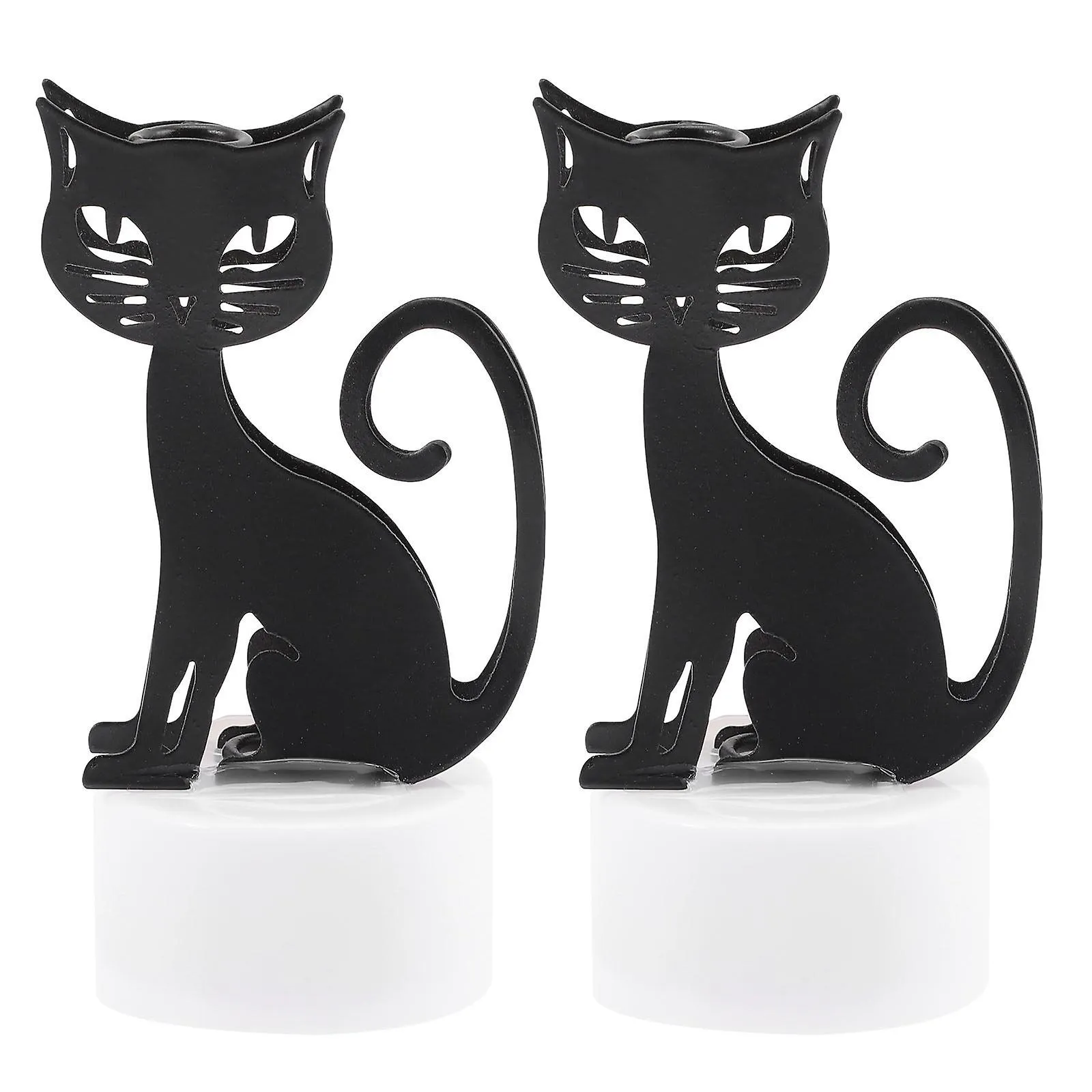 2pcs Halloween Candle Lamp Led Cat Shape Flameless Halloween Candle Lamp Decor