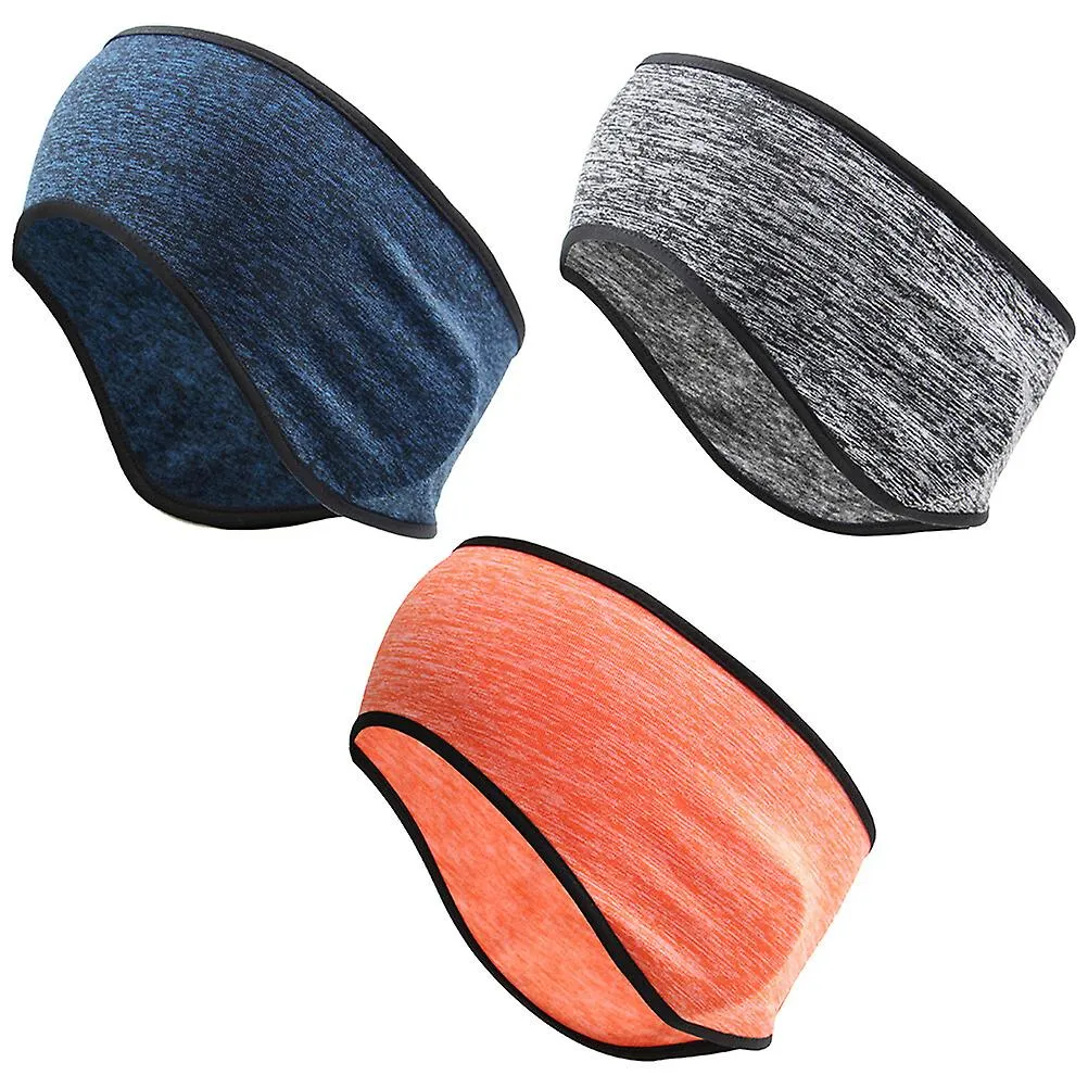 3pcs Warm Sports Headband Earmuffs Outdoor Head Wrap Winter Cycling Earwarmers For Men Women (orange, Dark Blue, Grey)