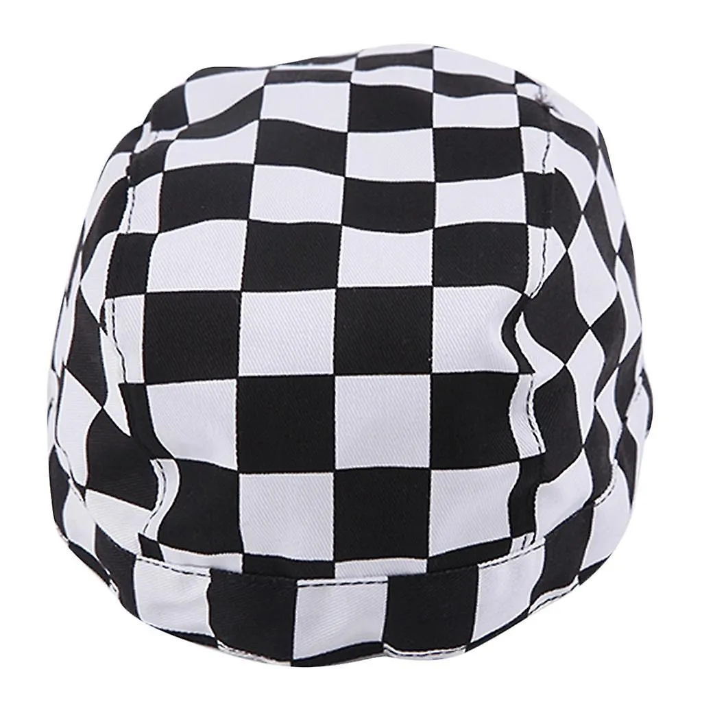 4xcatering Chef's Headwrap Bandana Hat Head Do Tied Caps Black White Check