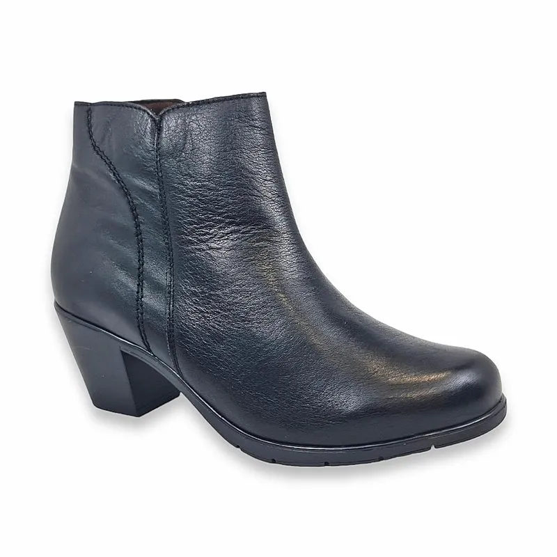 Botines Comodos Tacón Cubano Mujer Piel Blanda Cremallera 70476 Negro, de Tupie