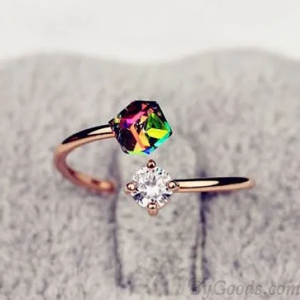 Colorful Zircon Rhinestone Opening Ring