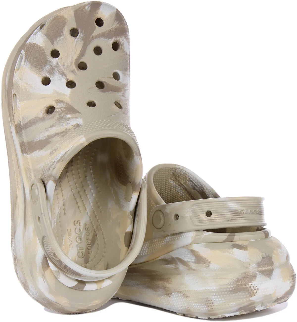 Crocs Classic Crush Marbled Clog Zueco clásico jaspeado para en marfil