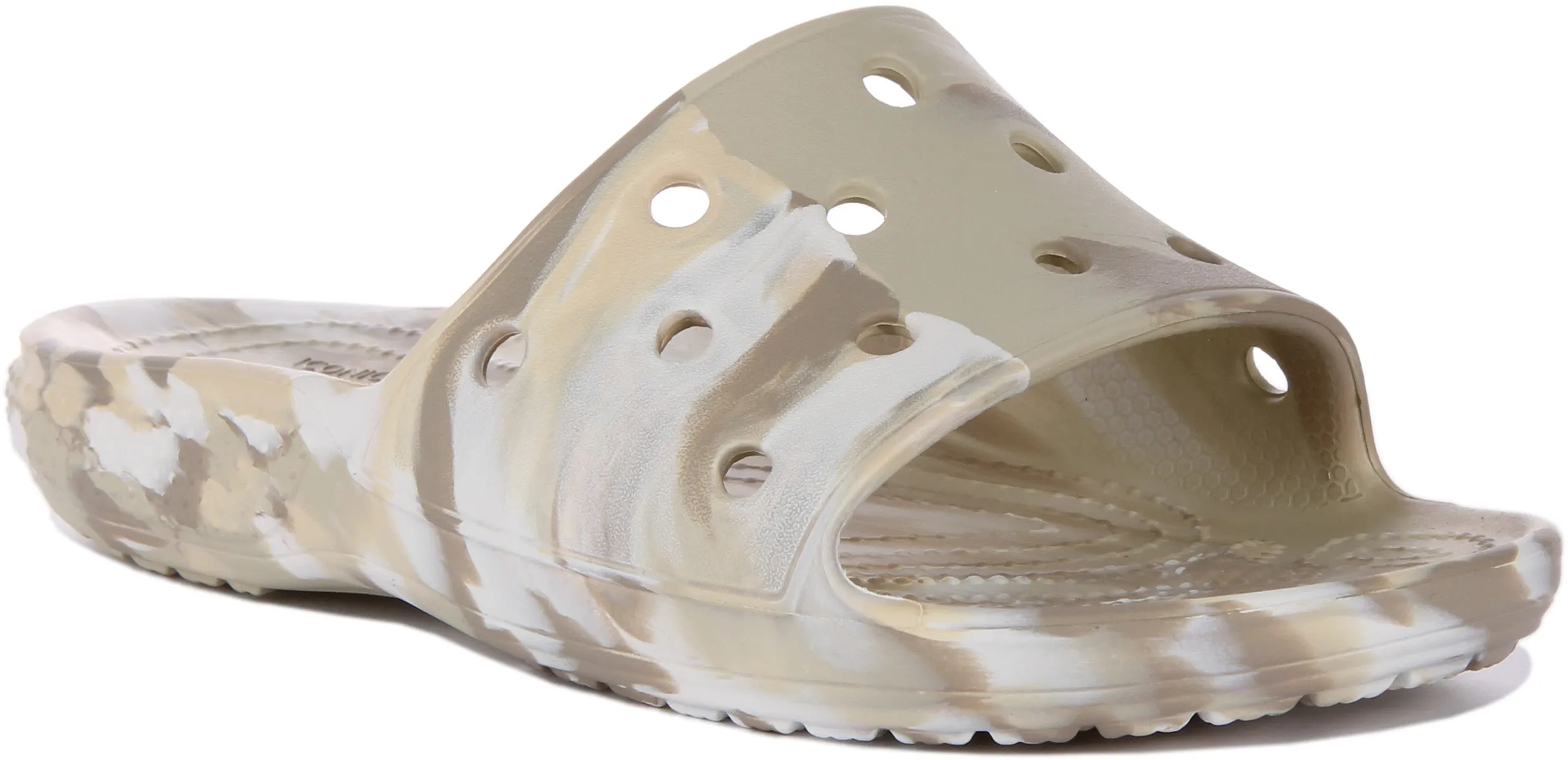 Crocs Classic Marbled Slide Sandalia para en marfil