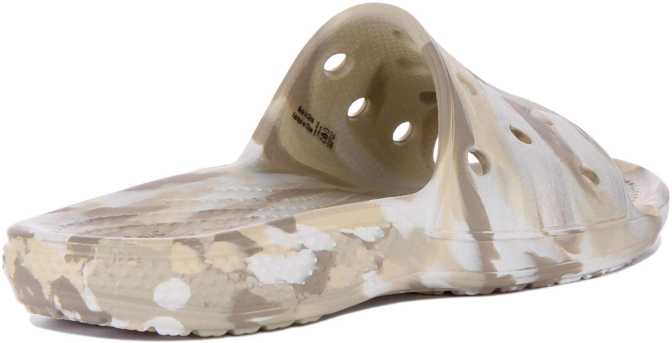 Crocs Classic Marbled Slide Sandalia para en marfil