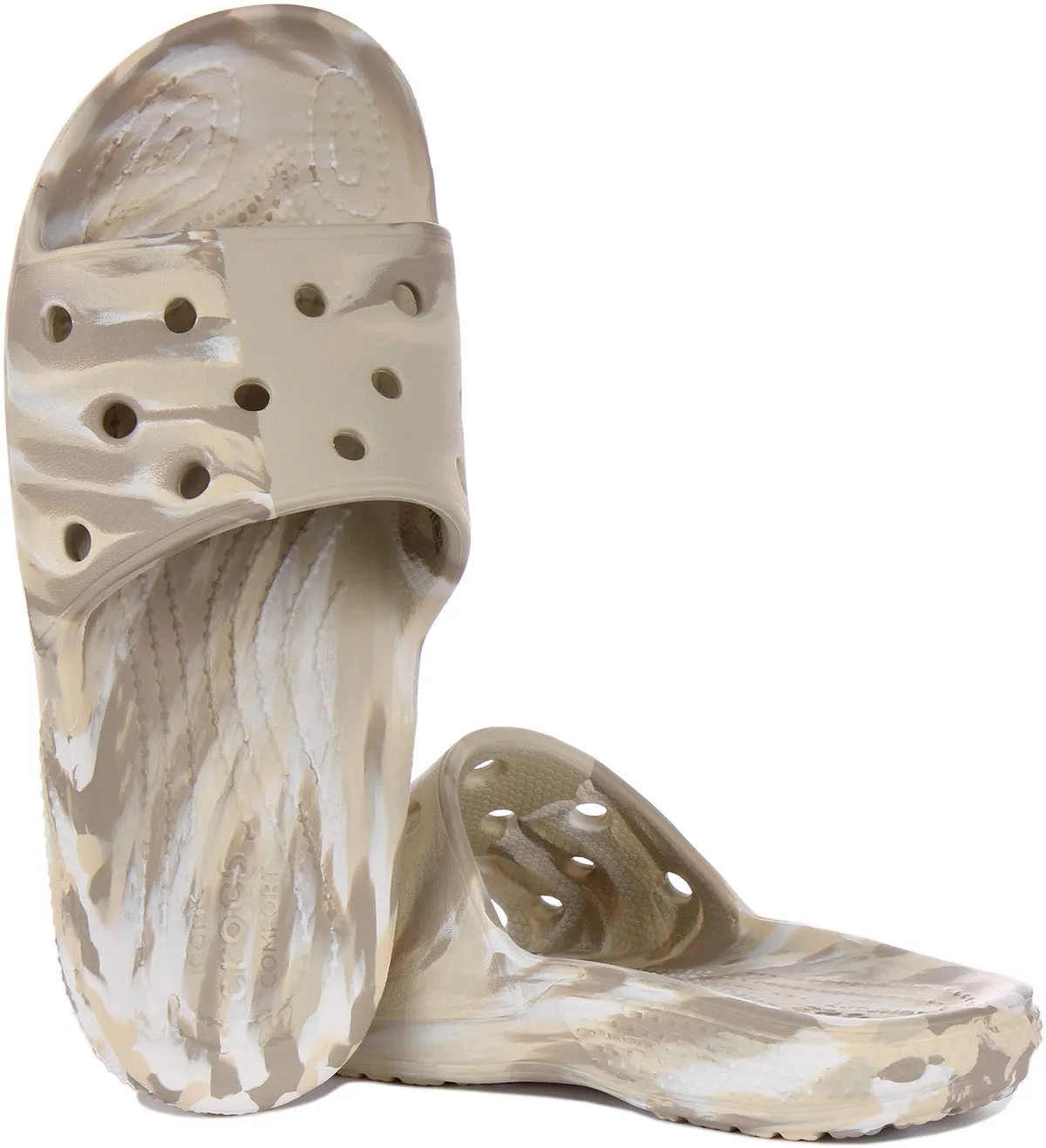 Crocs Classic Marbled Slide Sandalia para en marfil