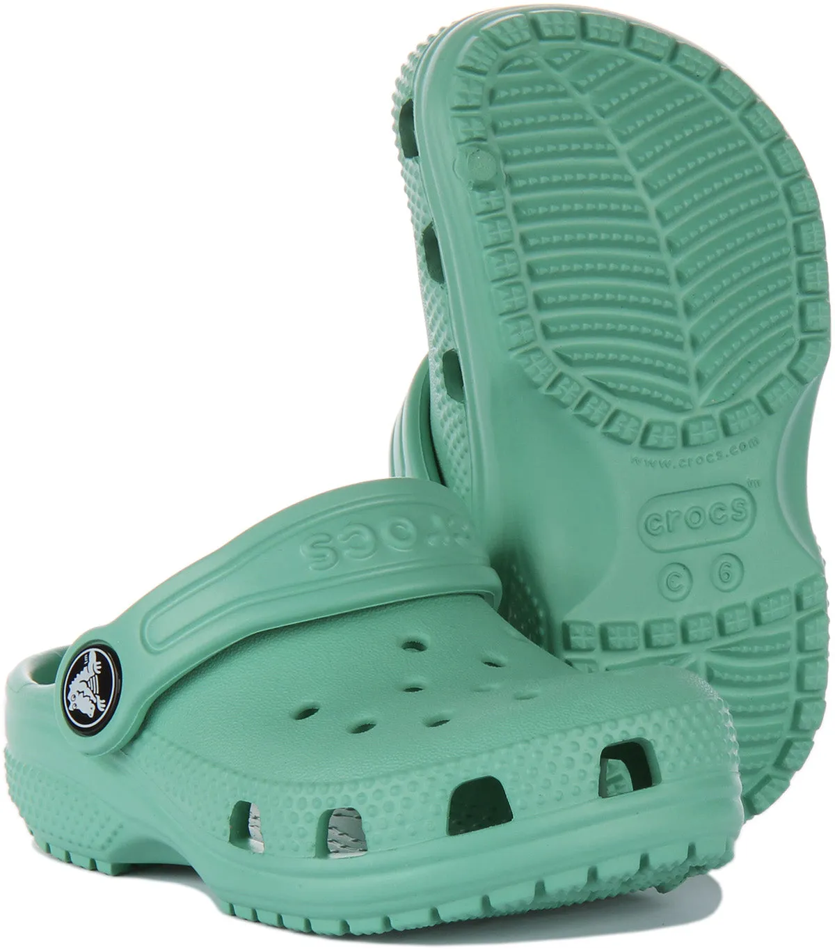 Crocs Classic Zueco con correa trasera para bebés en azul