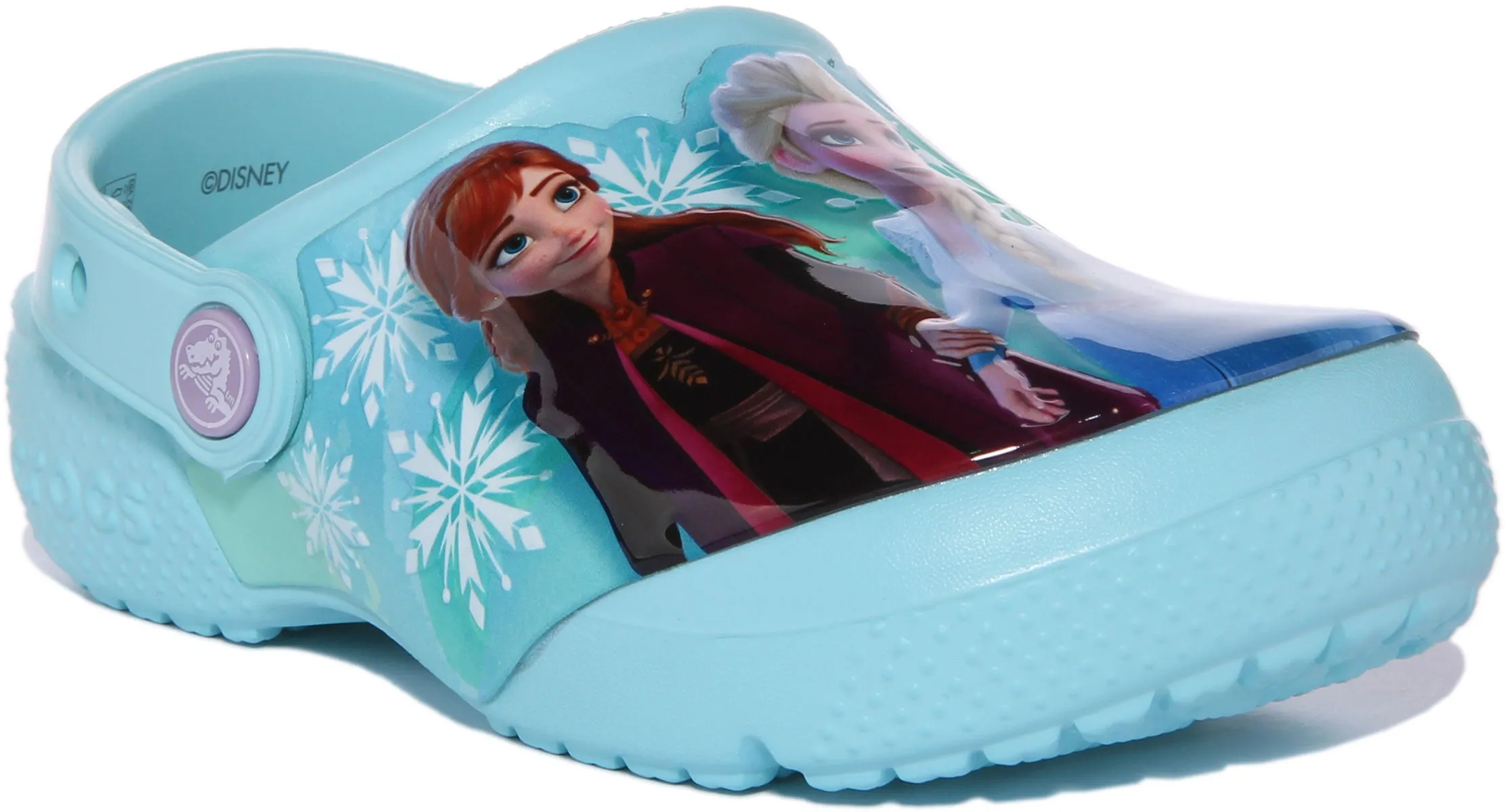 Crocs Fun Lab Zueco con estampado Disney Frozen para niños en azul