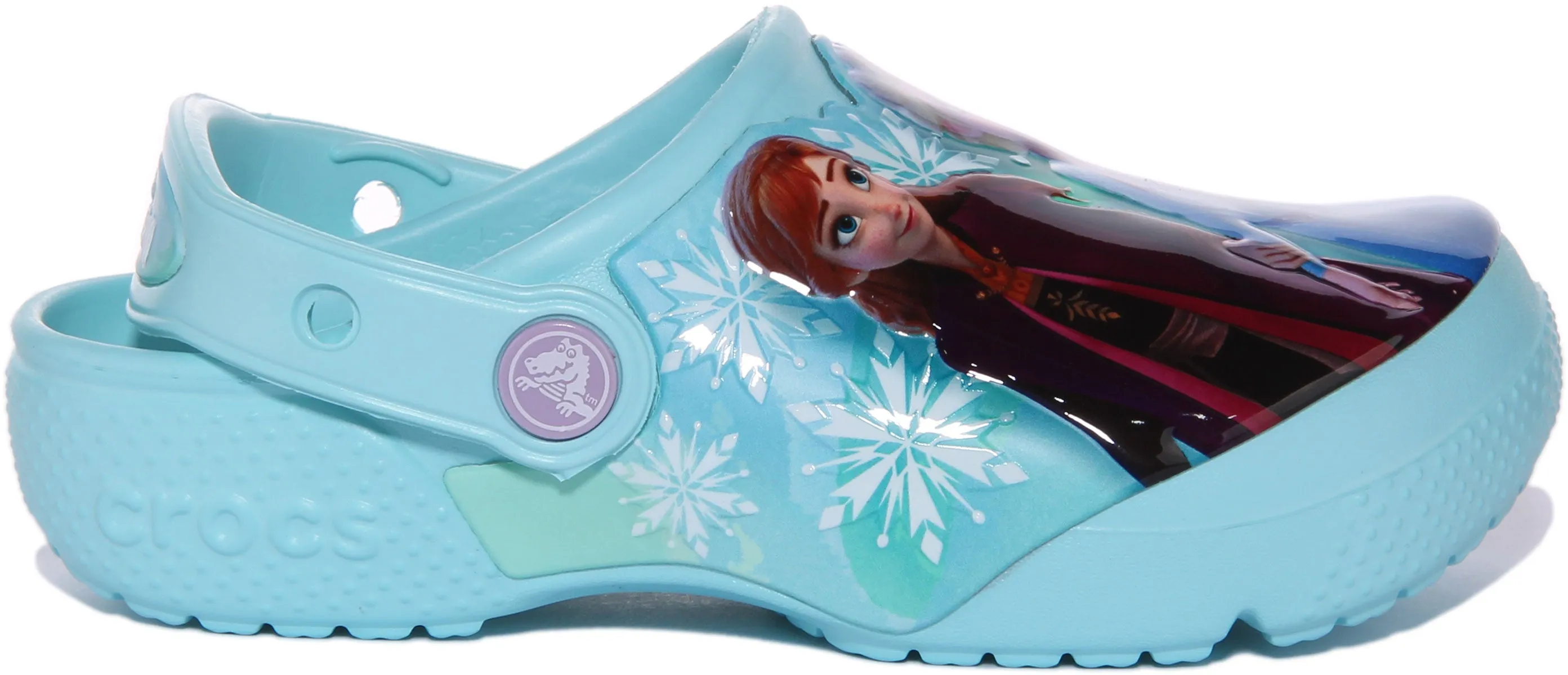 Crocs Fun Lab Zueco con estampado Disney Frozen para niños en azul