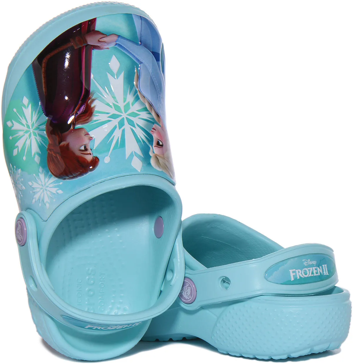 Crocs Fun Lab Zueco con estampado Disney Frozen para niños en azul