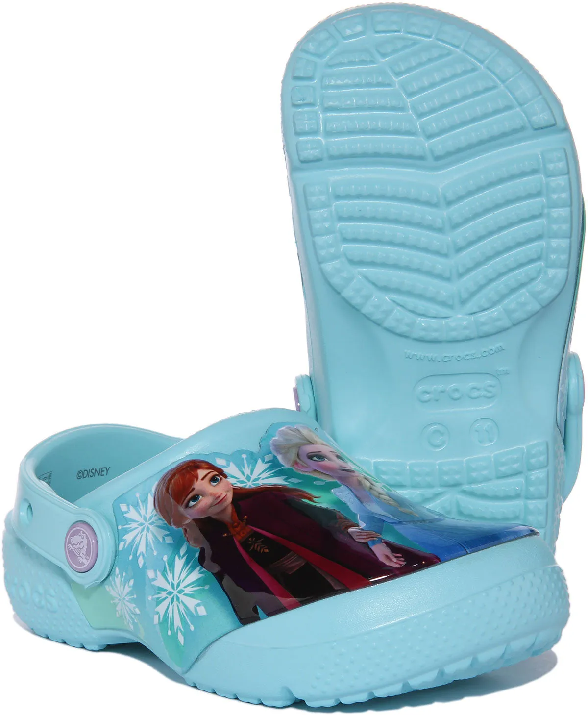 Crocs Fun Lab Zueco con estampado Disney Frozen para niños en azul