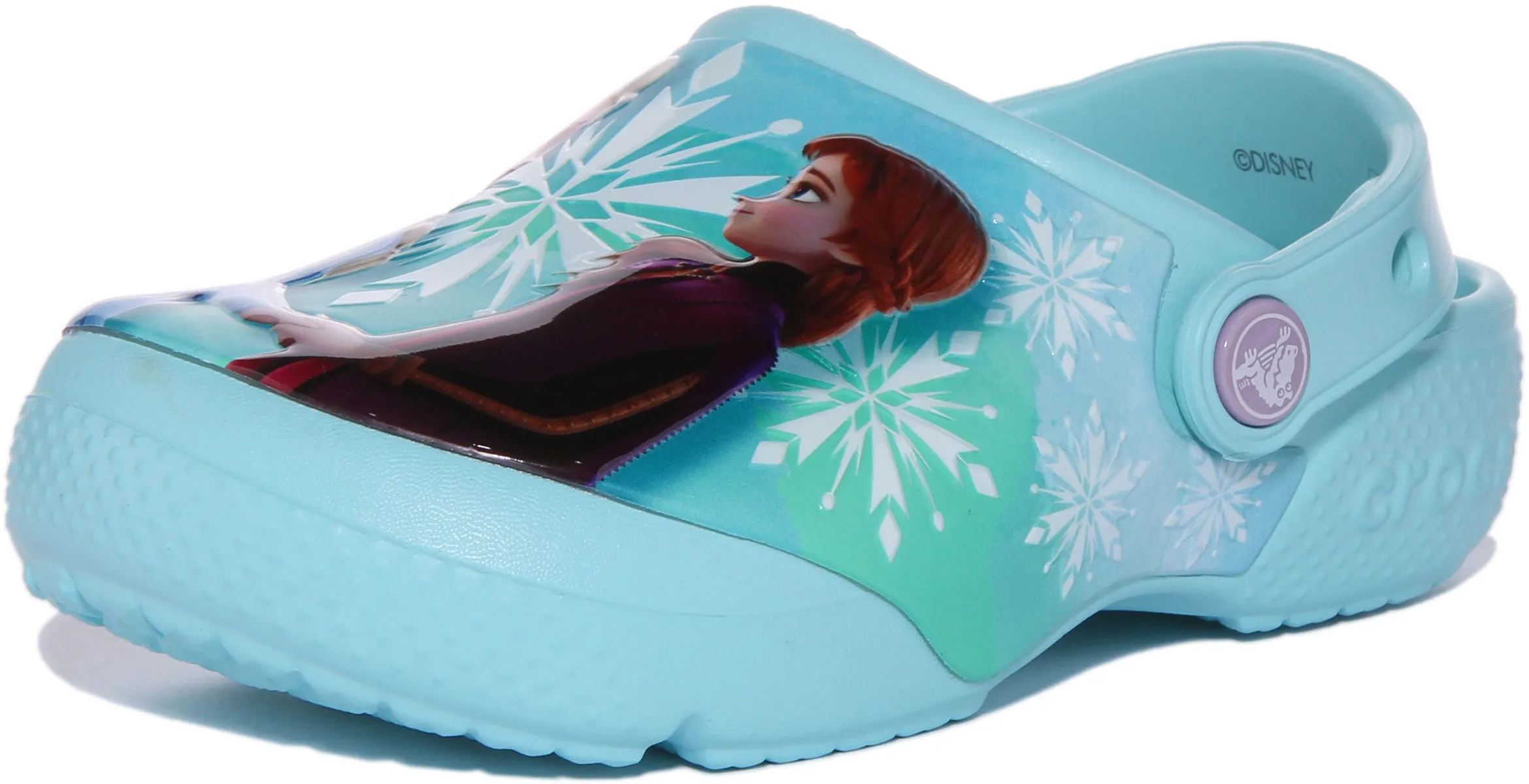 Crocs Fun Lab Zueco con estampado Disney Frozen para niños en azul