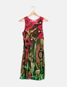 Desigual Vestido verde estampado