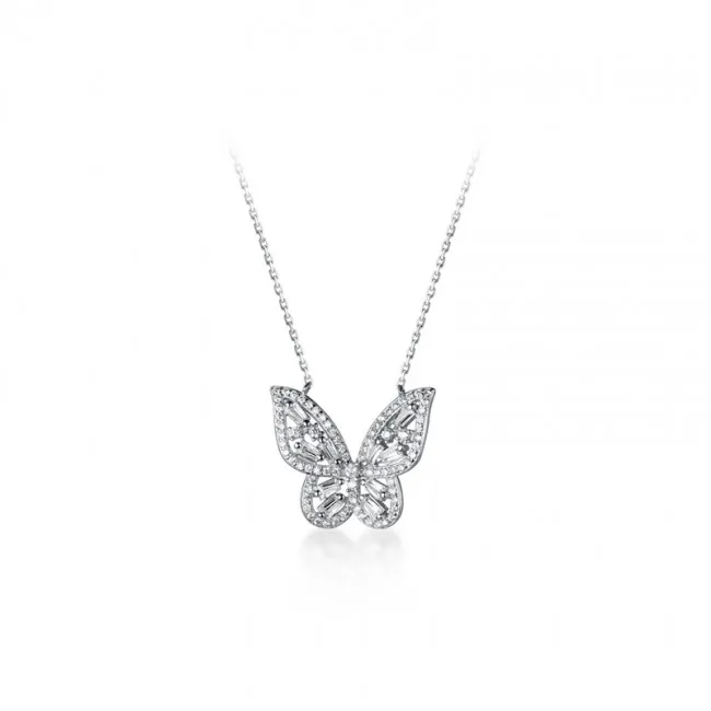 Elegant Butterfly Zircon Crystal Pendant Flash Wings Clavicle Chain Animal Jewelry Necklace