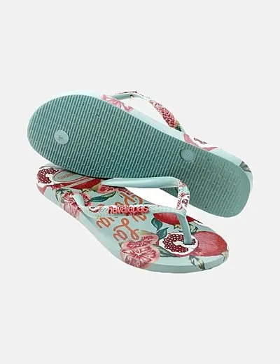 Havaianas Chancla turquesa estampado tropical