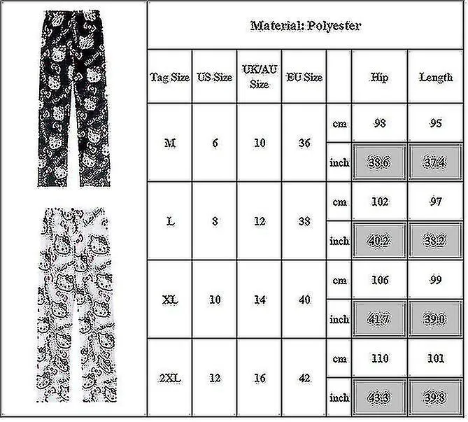 Kawaii Pajamas For Women Girls Christmas Cartoon Cat Hello Kitty All Over Print Soft Flannel Pajamas Pants Sleep Bottoms