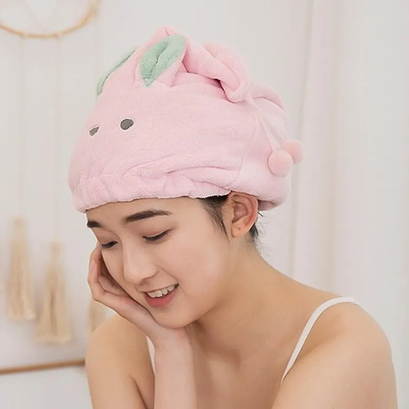 Microfiber Solid Soft Dry Hair Hat Cute Rabbit Towel Women Shower Wear on Head Towels Home Textile Towel Bath Wearable Towel