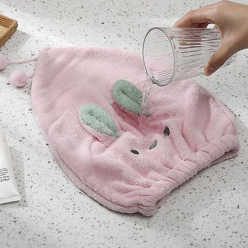 Microfiber Solid Soft Dry Hair Hat Cute Rabbit Towel Women Shower Wear on Head Towels Home Textile Towel Bath Wearable Towel