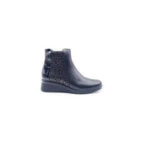 Pitillos 5326 negro - botines de cuña fabricados en piel grabada, combinados con charol