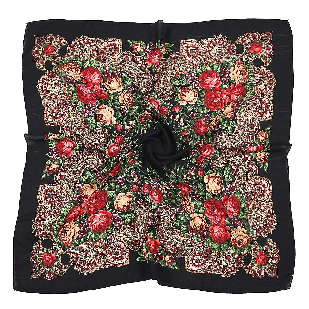 Russian Scarf Ukraine Handkerchief Women Head Bands Square 80x80cm Ethnic Floral Pattern Flower Neck Head Scarf Hijab Hood Scarf