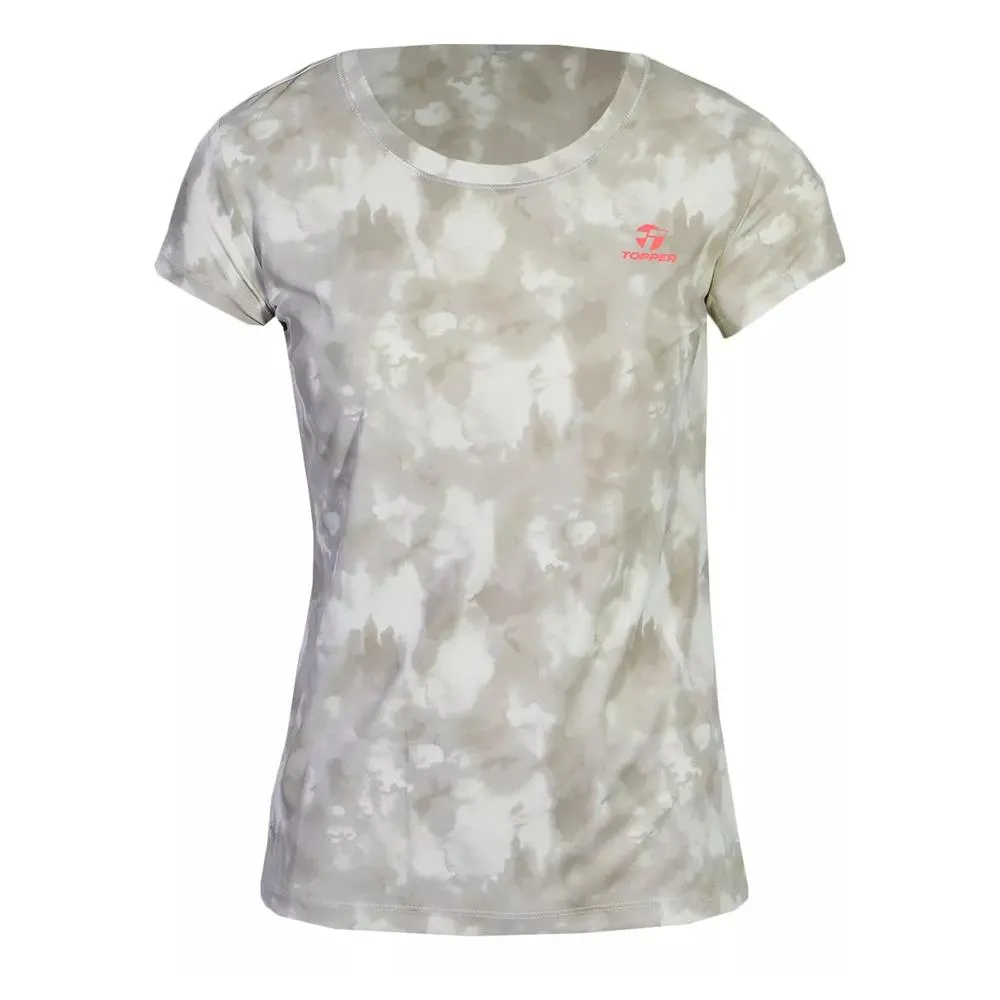 topper remera mujer - WMN TRNG FULL PRINT beige oys