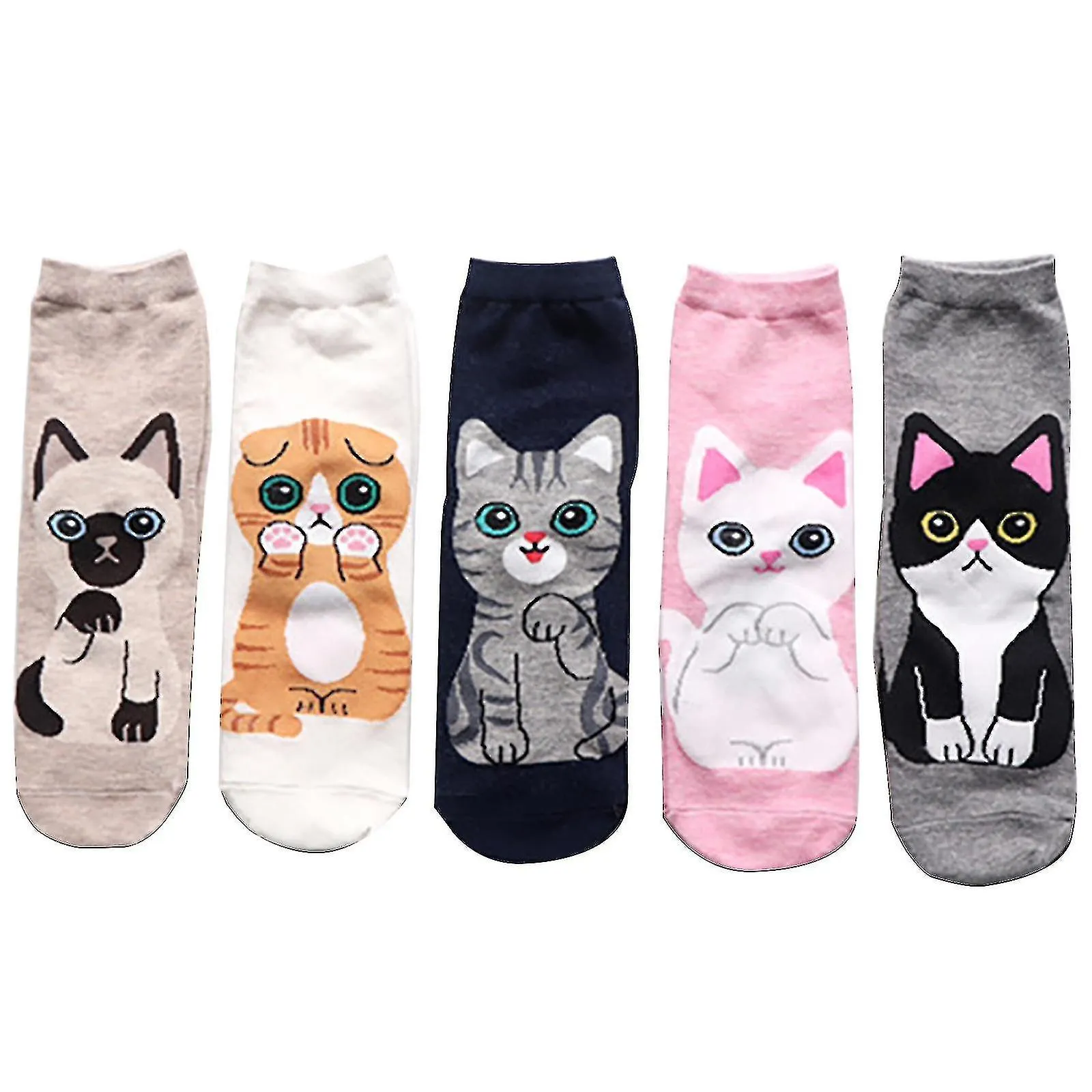 Women's Lovely Animal Printing 5 Pairs Of Casual Cat And Dog Socks