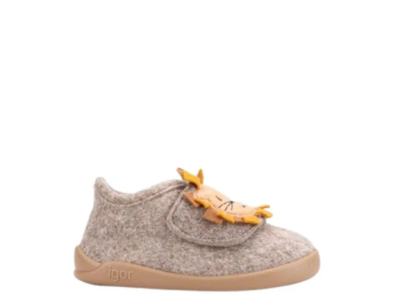 ZAPATILLA DE CASA BAREFOOT IGOR HOMIE LEON EN COLOR TAUPE W10329-183