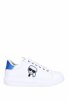 Zapatillas blancas kapri con azul metalizado y logo karl en goma