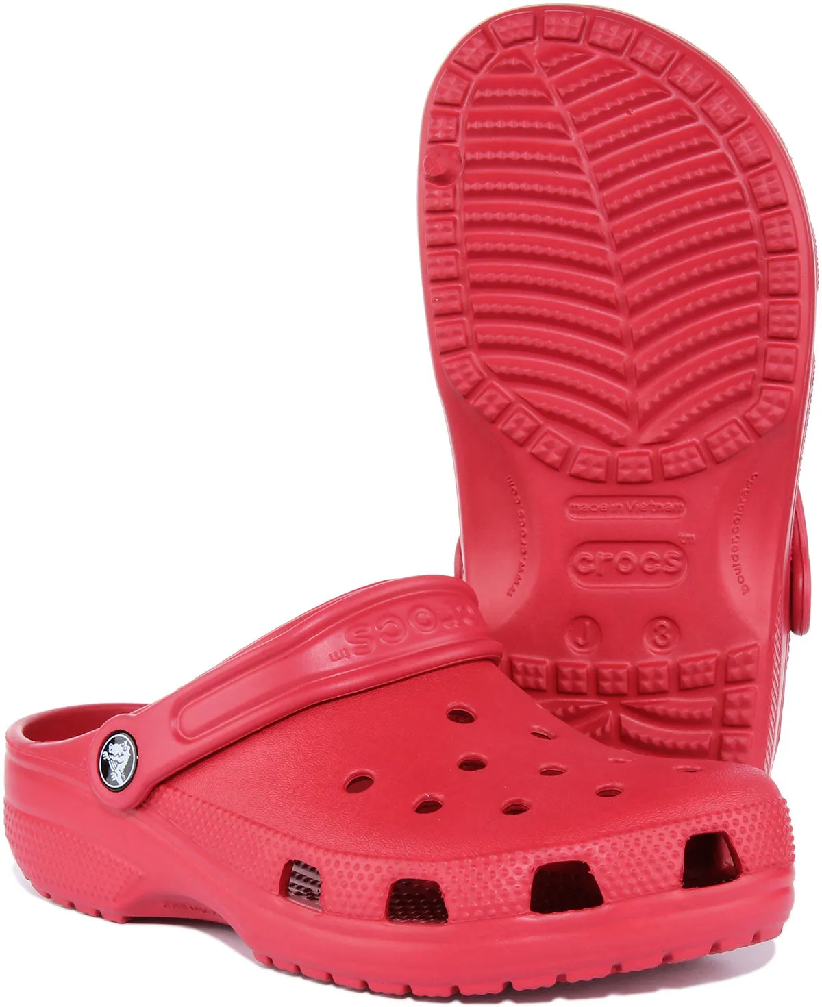 Zoccoli con Plateau Classici in Gomma per Bambini Crocs Classic Junior in Rosso