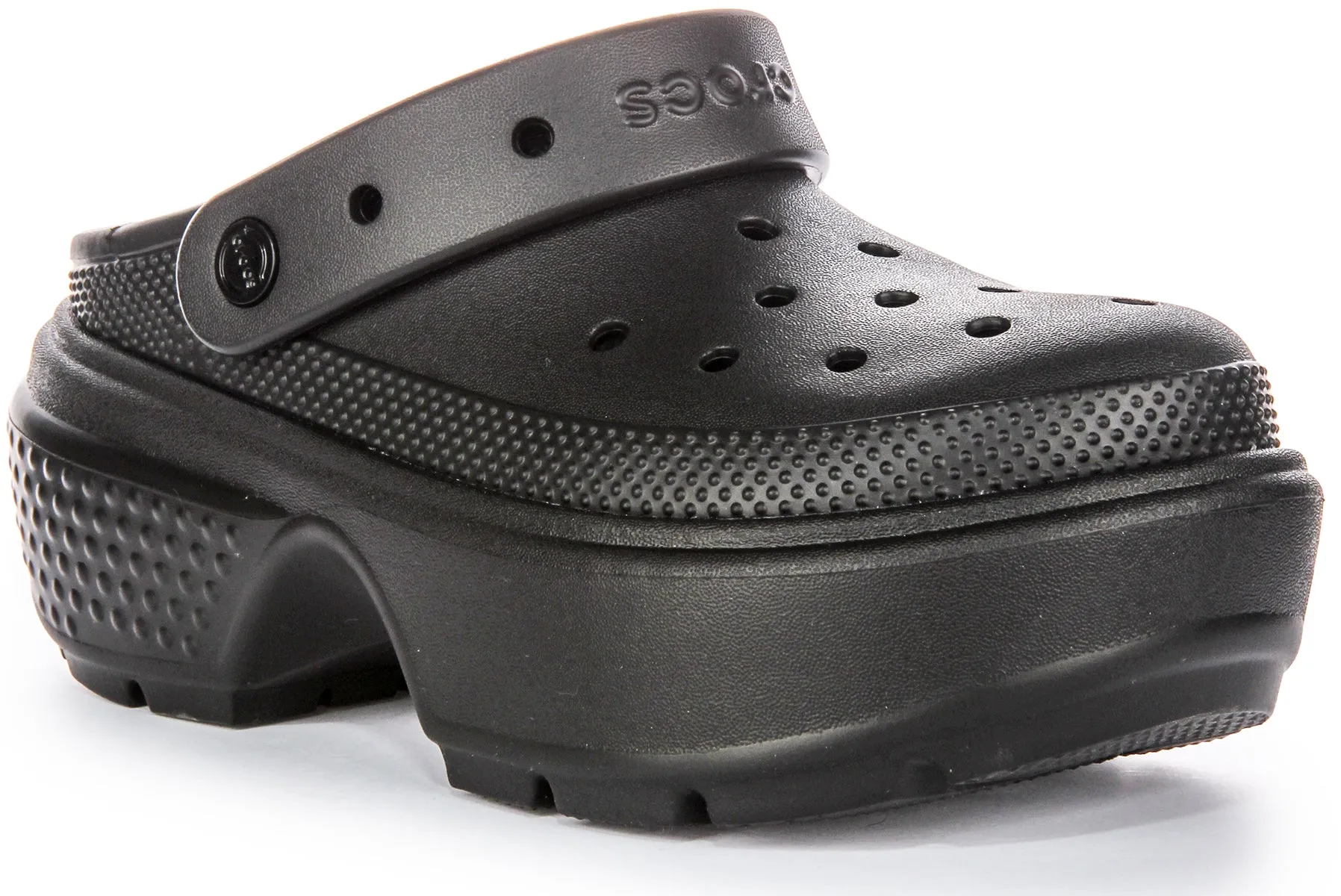 Zoccoli con Suola con Profilo Tacco Pesante in Gomma da Donna Crocs Stomp in Bianco Avorio