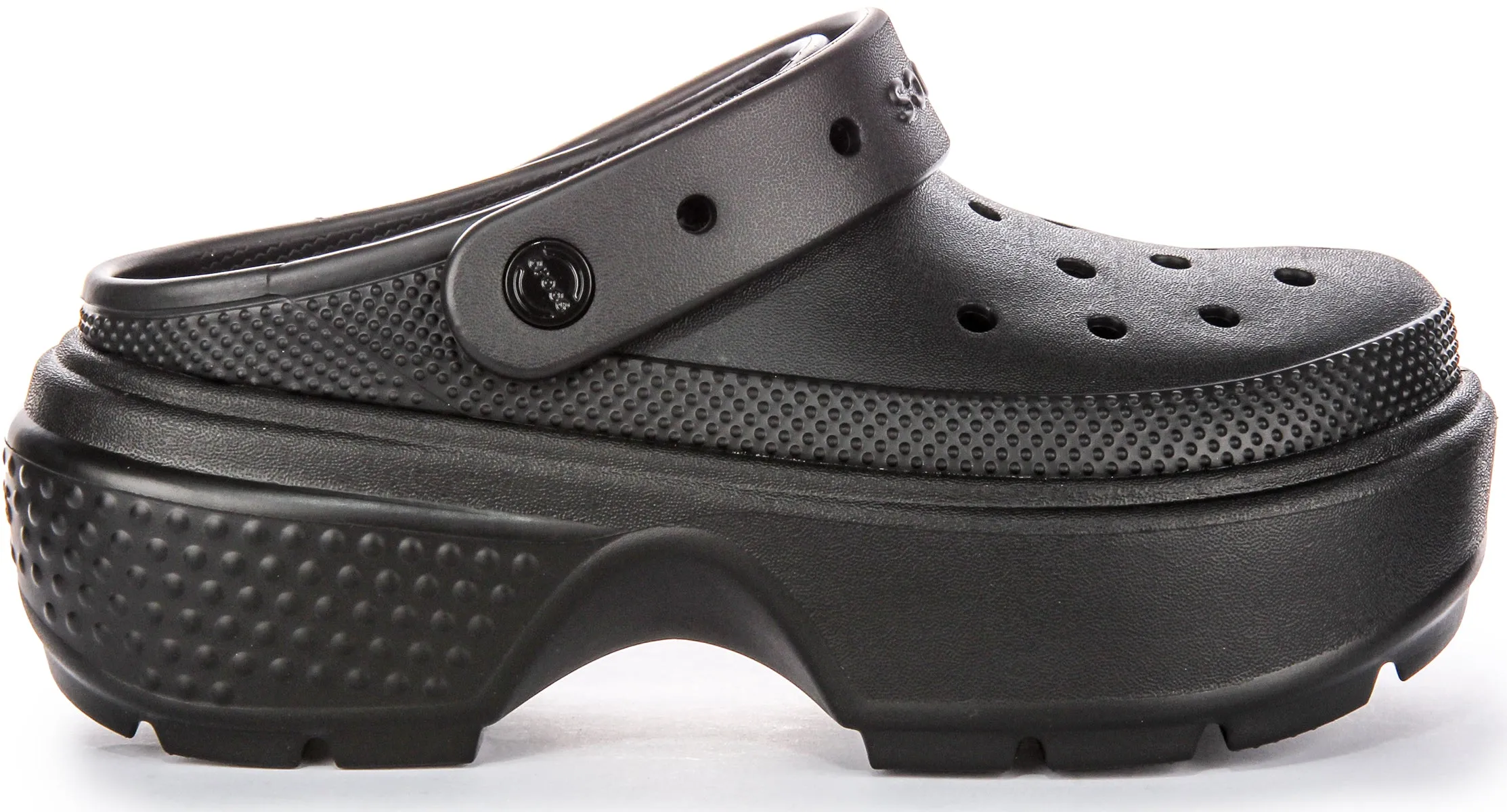 Zoccoli con Suola con Profilo Tacco Pesante in Gomma da Donna Crocs Stomp in Bianco Avorio