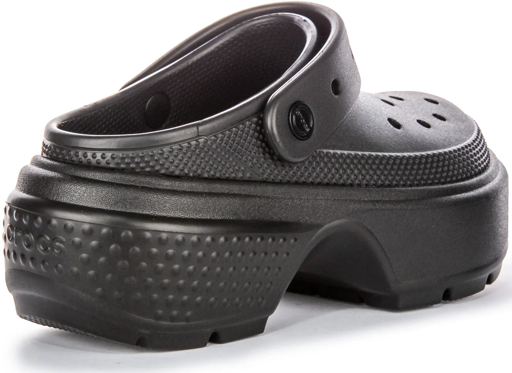 Zoccoli con Suola con Profilo Tacco Pesante in Gomma da Donna Crocs Stomp in Nero