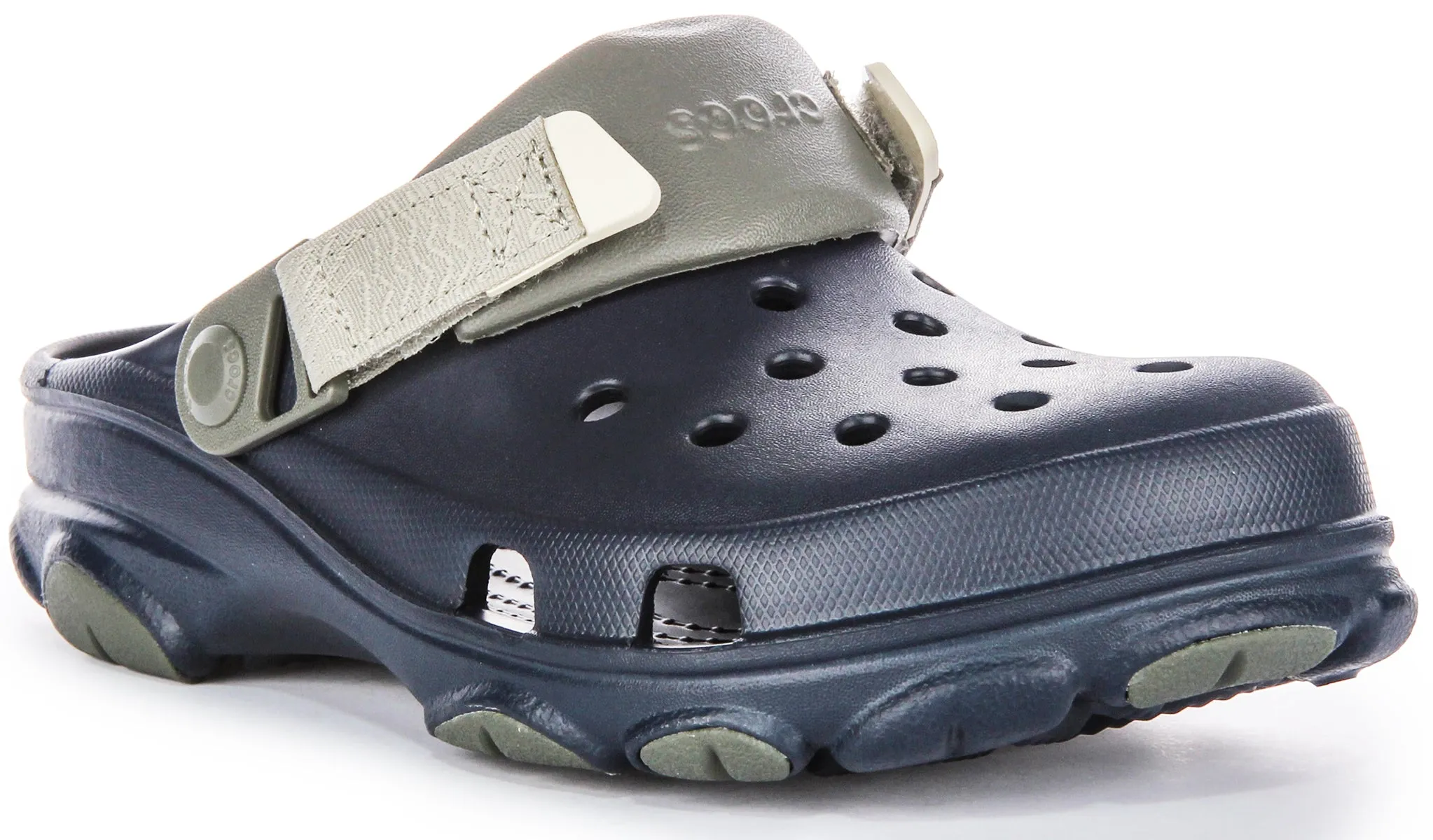 Zoccoli da Donna Crocs All Terrain con Cinturino Tacco in Tessuto in Blu Navy