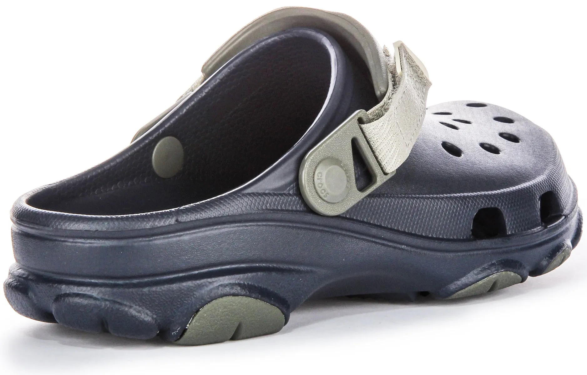 Zoccoli da Donna Crocs All Terrain con Cinturino Tacco in Tessuto in Blu Navy