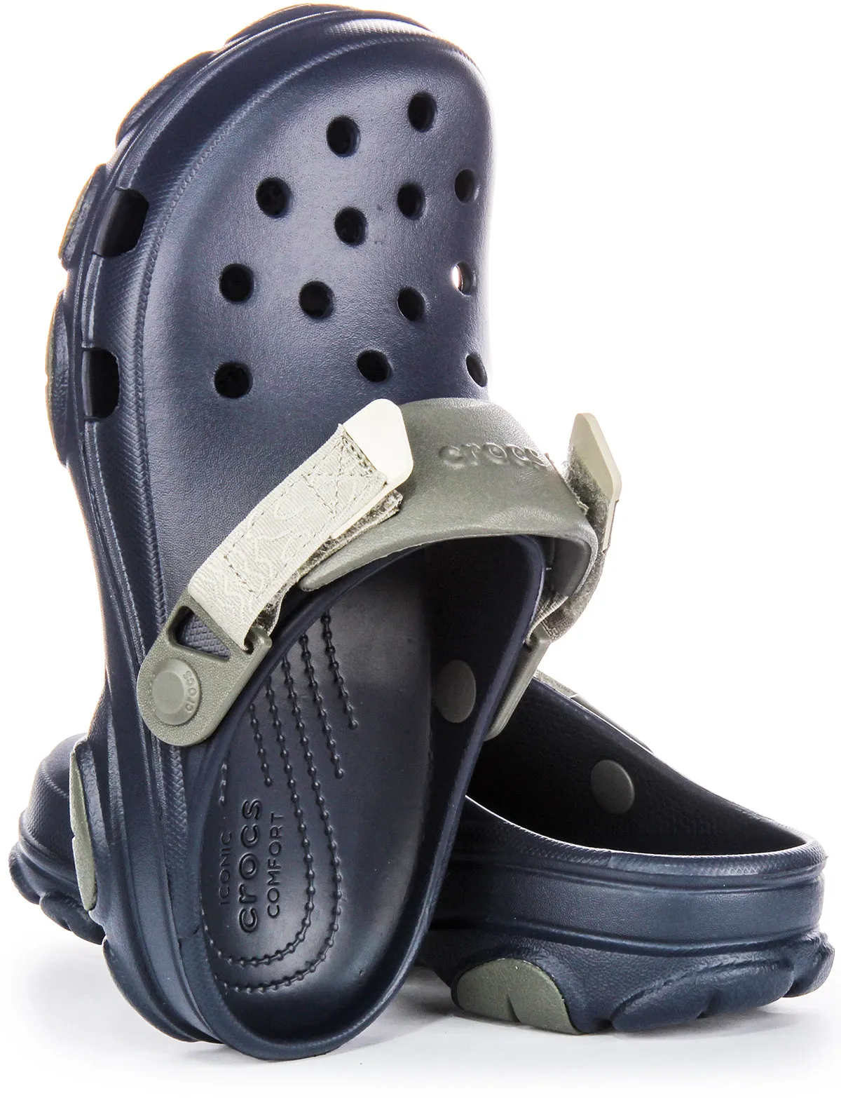 Zoccoli da Donna Crocs All Terrain con Cinturino Tacco in Tessuto in Blu Navy