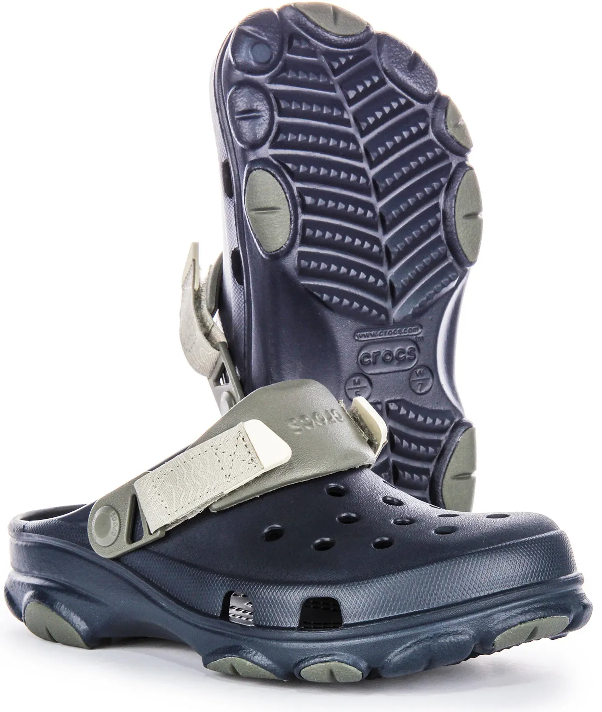 Zoccoli da Donna Crocs All Terrain con Cinturino Tacco in Tessuto in Blu Navy