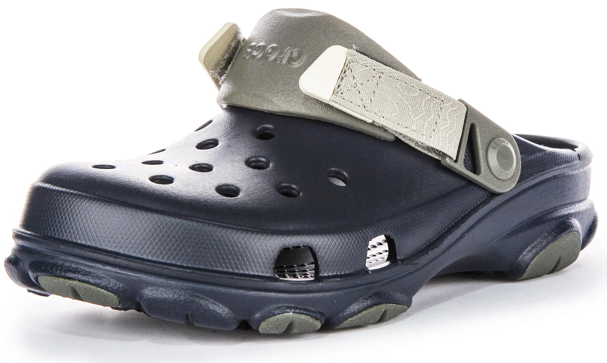 Zoccoli da Donna Crocs All Terrain con Cinturino Tacco in Tessuto in Blu Navy